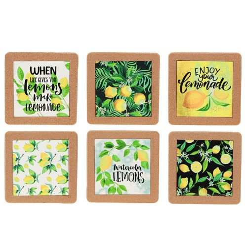 Coasters Lemon Placemats Summer Assorted 19.5×19.5cm 6pcs