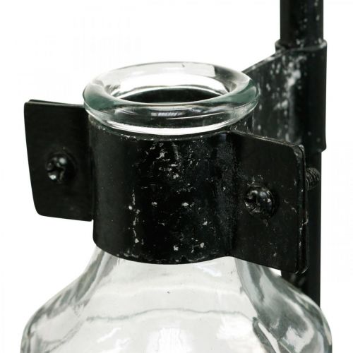 Product Decorative vase decorative bottle glass with metal stand black Ø13cm