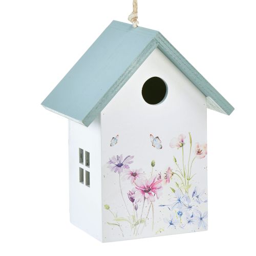 Birdhouse Decoration Spring White Turquoise 15x10.5x19cm 2 pcs