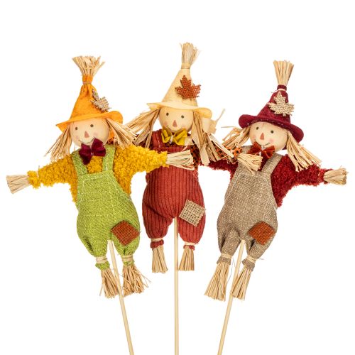 Product Decorative Scarecrow on Stick – 60cm, Fabric and Straw, Multicolour, Indoor Autumn Decoration