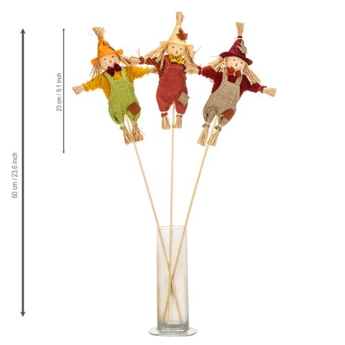 Product Decorative Scarecrow on Stick – 60cm, Fabric and Straw, Multicolour, Indoor Autumn Decoration