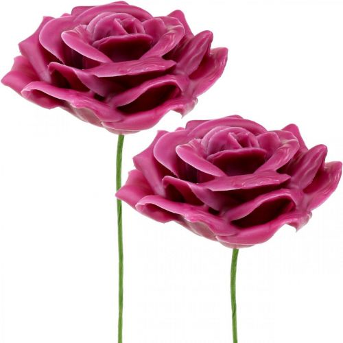 Wax Roses Decorative Roses Wax Pink Ø8cm 12 pcs