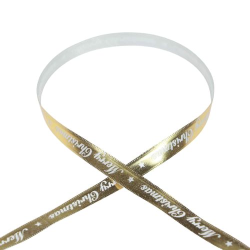 Product Christmas ribbon Merry Christmas Ribbon White Gold 10mm 20m