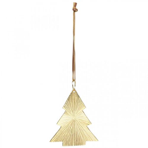 Product Christmas tree metal gold 8x10cm for hanging 3pcs.