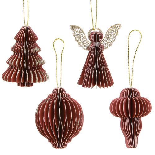 Floristik24 Christmas Decoration Paper Tree Decoration Bordeaux 6cm 12 pcs