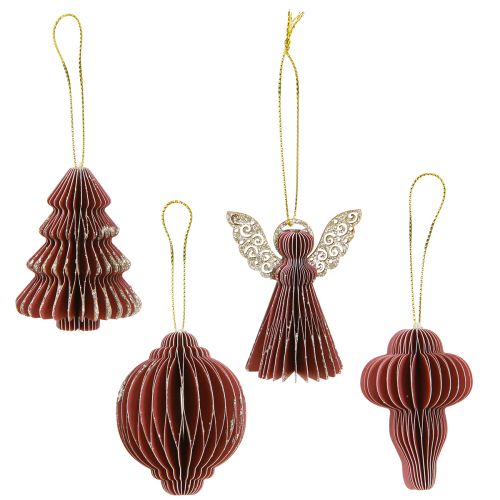 Product Christmas Decoration Paper Tree Decoration Bordeaux 6cm 12 pcs