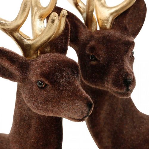 Product Christmas decoration decorative deer for standing brown, gold 20cm 2 pcs