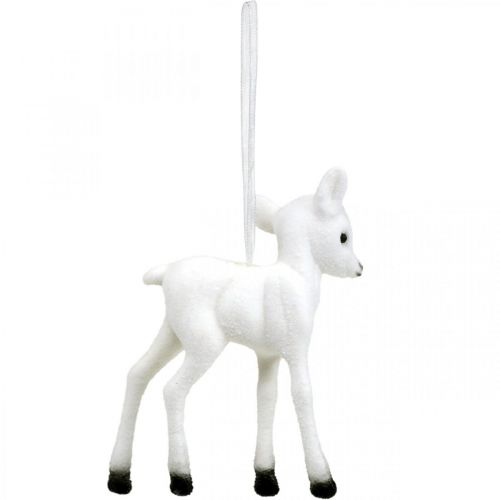 Product Christmas Decoration Reindeer Flocked for Hanging White Black 2 Pcs