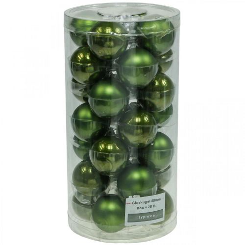 Product Christmas balls glass green matt/glossy Ø4cm 24 pcs