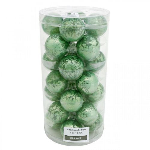 Product Christmas ball, tree decoration, Christmas tree ball green marbled H4.5cm Ø4cm real glass 24 pcs