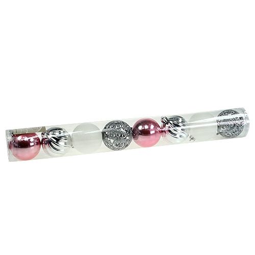 Floristik24 Christmas balls plastic pink-silver sort. Ø8cm 8pcs