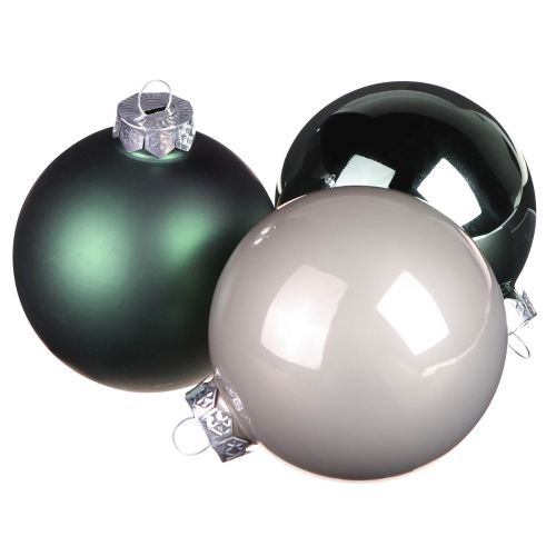 Christmas balls green grey tree glass balls Ø6cm 24 pcs