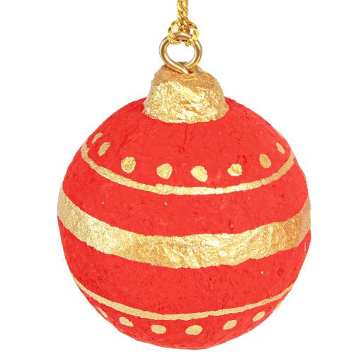 Product Christmas balls papier-mache for hanging red Ø5.5cm 4 pcs