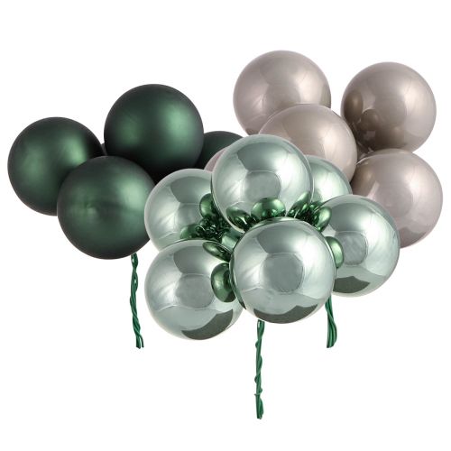 Christmas balls on wire made of glass green grey Ø40mm 32 pcs