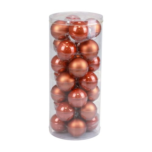 Product Christmas balls glass Christmas tree balls red-brown Ø6.5cm 24 pcs