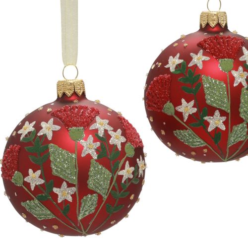 Product Christmas balls glass red Christmas tree balls meadow Ø8cm 6pcs