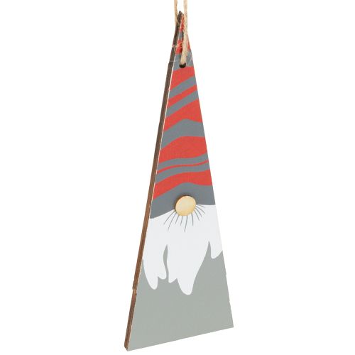 Product Christmas gnomes wooden for hanging grey red 15/19.5cm 8 pcs