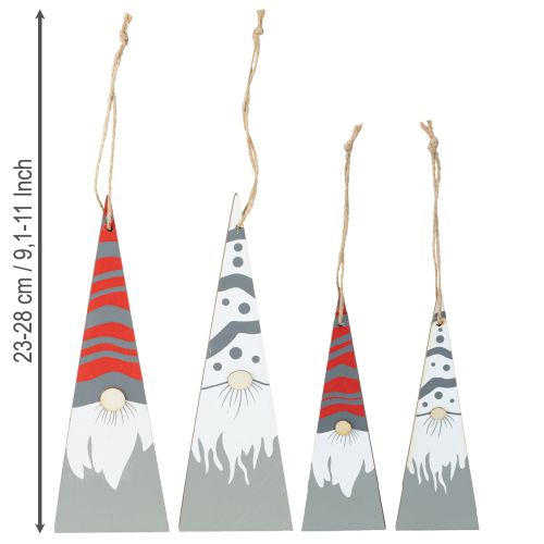 Product Christmas gnomes wooden for hanging grey red 15/19.5cm 8 pcs