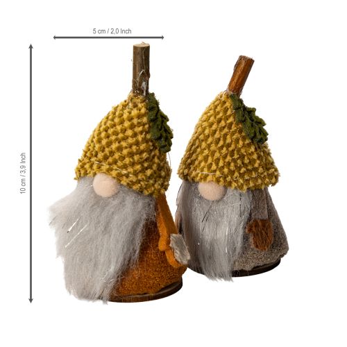 Product Gnome figurine set with knitted hat and acorn, 10cm, 6 pieces