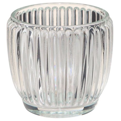 Floristik24 Lantern glass candle glass with grooves clear Ø7cm 6 pcs