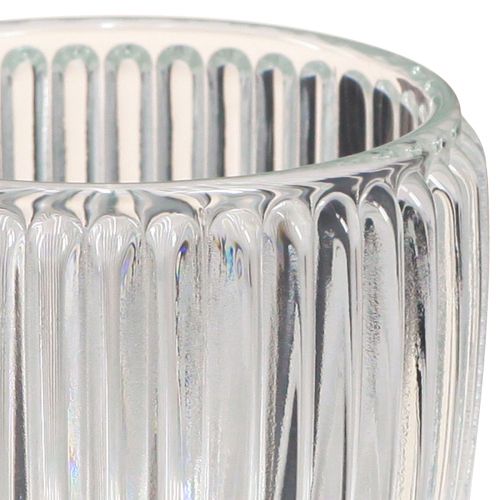 Product Lantern glass candle glass with grooves clear Ø7cm 6 pcs