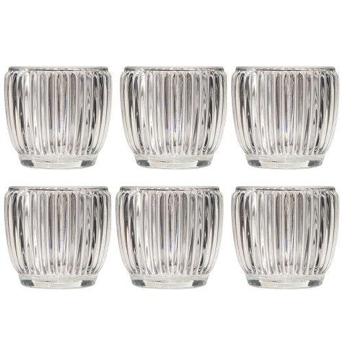 Product Lantern glass candle glass with grooves clear Ø7cm 6 pcs