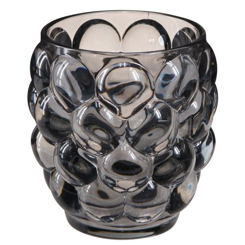 Product Lantern glass tealight holder grey tinted Ø9cm H9.5cm 4pcs