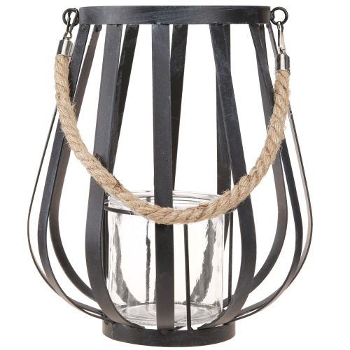 Product Windlight Metal Lantern with Glass Anthracite Ø23cm H27cm