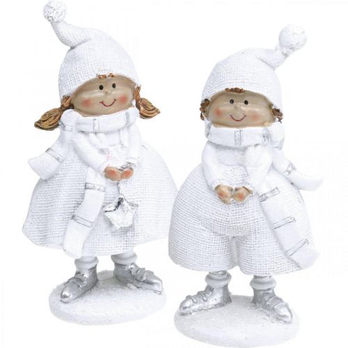 Winter children figures Christmas winter decoration H17cm set of 2