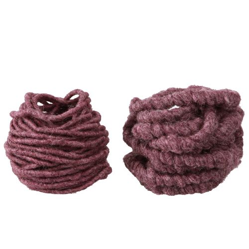 Floristik24 Wool felt decorative cord felt wick thread Berry L7m set of 2