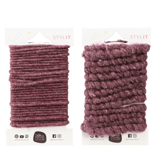 Product Wool felt decorative cord felt wick thread Berry L7m set of 2