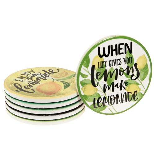 Product Lemon Decorative Ceramic Coasters Round Assorted Ø10.5cm 6pcs