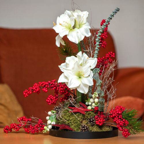 Amaryllis Christmas Flowers Artificial L55cm White 2pcs