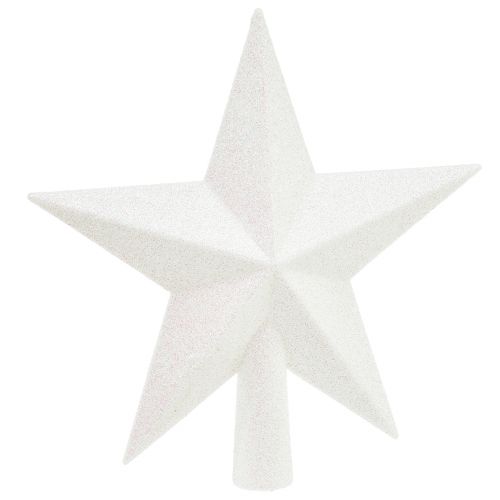 Sparkling white tree topper 19cm – shatterproof and glittering, perfect for elegant Christmas decoration