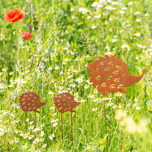 Flowerbed stake hedgehog rust metal rust 10x8.5cm 6pcs