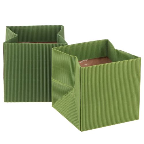 Product Flowerpot Paper Ribbed Olive Green 12cm 6 pcs