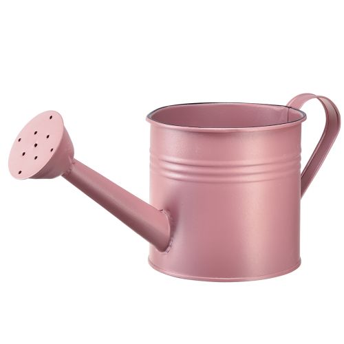 Decorative watering can pink metal planter Ø13.5cm H12.5cm