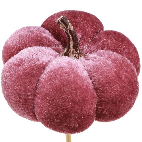 Product Decorative pumpkin made of fabric pumpkin on a stick burgundy pink Ø7cm 9pcs