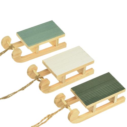 Floristik24 Decorative sleigh wood for hanging mint green white 9.5cm 6pcs