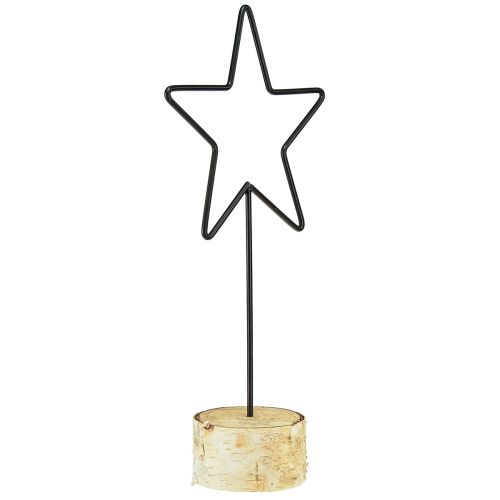 Product Decorative star candle holders on wooden base – set of 3 – black &amp; natural, 40 cm – stylish table decoration