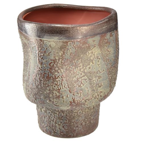 Decorative Vase Ceramic Planter Metallic Brown Grey Blue 16.5×20.5cm
