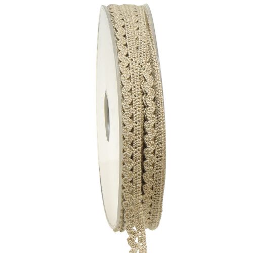 Floristik24 Decorative ribbon crochet lace decorative ribbon beige W9mm L20m