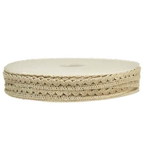 Product Decorative ribbon crochet lace decorative ribbon beige W9mm L20m