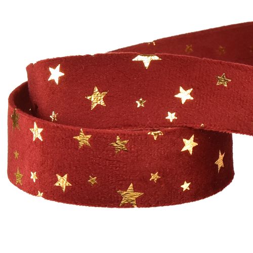 Product Velvet Ribbon Christmas Star Ribbon Red Gold W25mm L8m