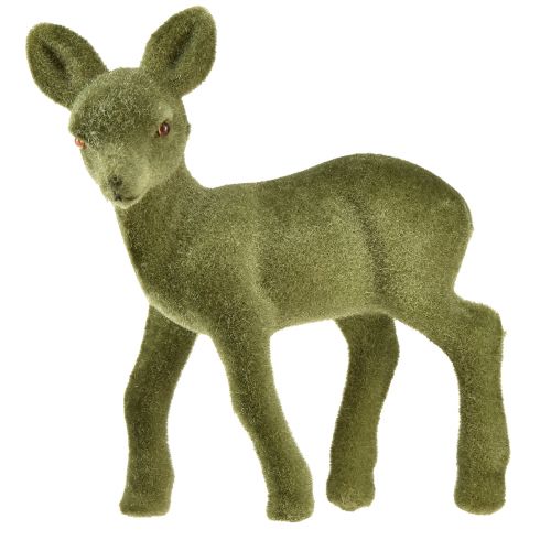 Floristik24 Decorative figure deer fawn flocked Christmas figures green 10.5cm 6 pcs