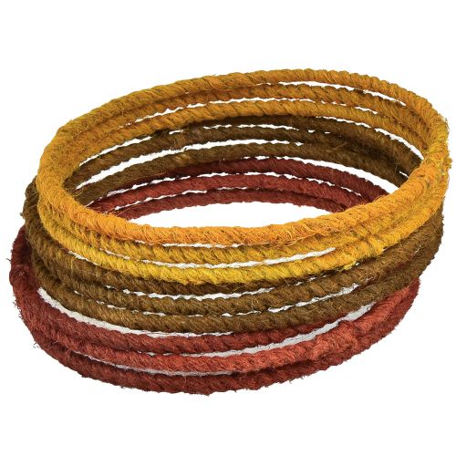 Product Decorative ring colored ring jute loop yellow ochre brown Ø20cm 9pcs