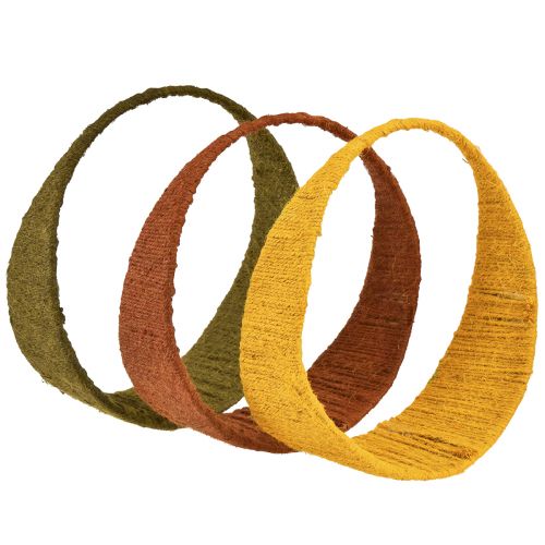 Floristik24 Decorative ring jute ring wide loop yellow ochre brown Ø30cm 3pcs