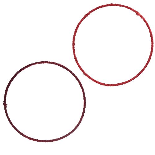 Decorative ring jute decoration loop red dark red Ø30cm 4pcs