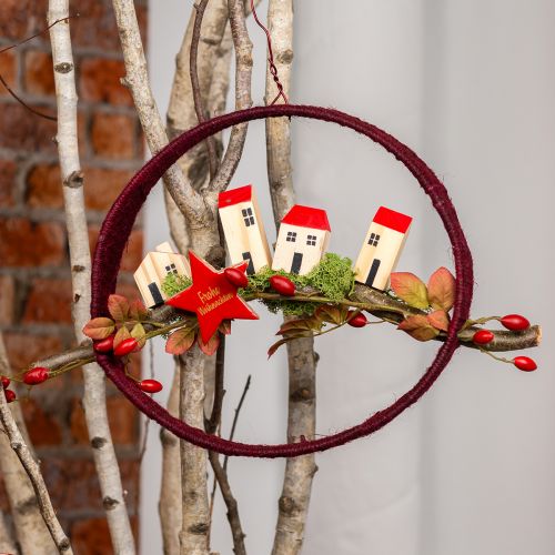 Floristik24 Decorative ring jute decoration loop red dark red 4cm Ø30cm 2pcs