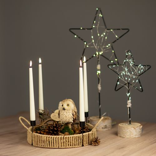 Product Decorative tray wood natural metal candle holder black Ø30cm